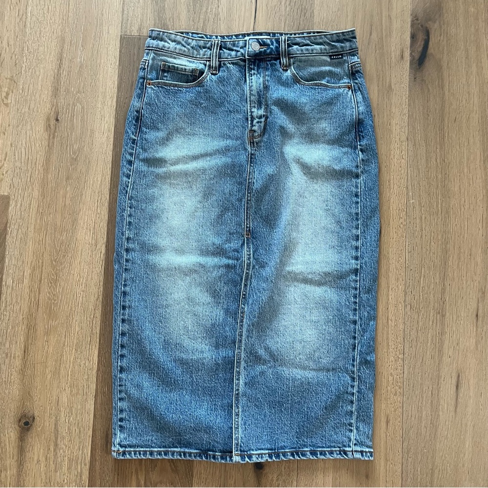 Classic Blue Denim Maxi Skirt